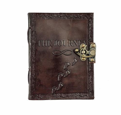 Leather Diary With Engraved Journey Sewing Binding