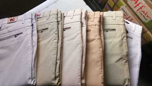 Sojanya (Since 1958) Men's Cotton Blend Beige Woven Design Casual Trousers