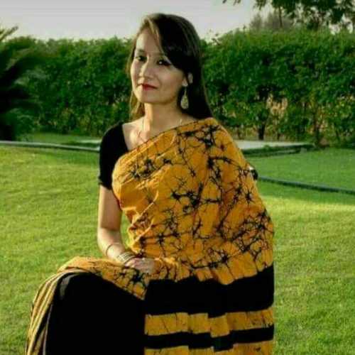 Yellow And Black Batik Print Cotton Saree