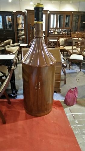 Brown Teak Wood Wine Cabinet