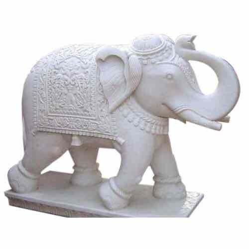 Sculpture White Color Marble Elephant