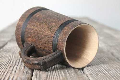 Antique Imitation Wooden Mug Used For Coffee