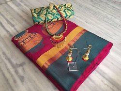 Various Colors Are Available Cotton Matka Silk Saree