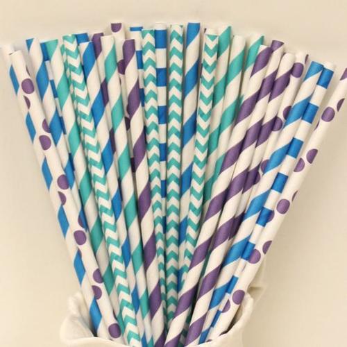 Multicolour Printed Paper Drinking Straws