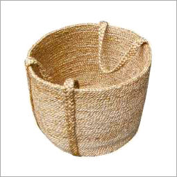 Brown Round Shape Jute Basket