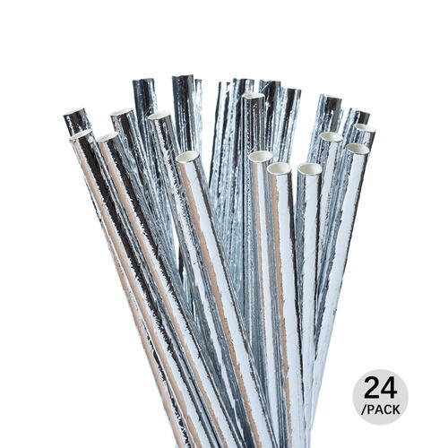 Silver Sliver Paper Drinking Straws