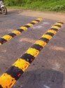 Yellow And Black PVC Speed Breaker - L 350 X W 250 X H 50MM | Durable Road Studs With Stop Sign Signal