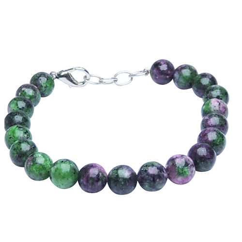 Natural Stone Ruby Zoisite Beads Bracelet With Hook Diameter: 2.5" Diameter/Strechable Inch (In)