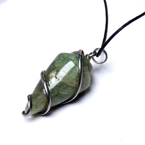 Natural Stone Green Aventurine Spiral Wrapped Energy Pendant Size: Customized