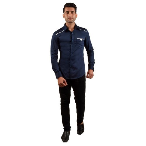 Party Wear Mens Silk Full Sleeve Shirt - Custom Sizes: S to XXL Blue | Anti-Wrinkle Breathable Cool Pass No Fade Washable