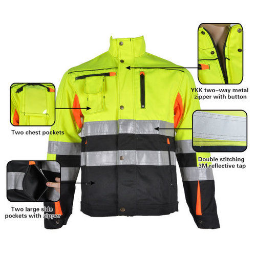 High Visibility Reflective Safety Work Jacket Age Group: Adult