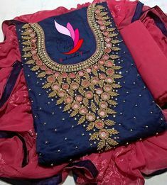 Pink & Blue Ladies Fancy Churidar Salwar Kameez