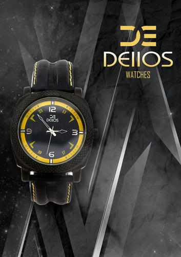 Black And Yellow Mens Fashion Wrist Watches