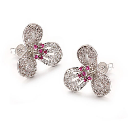 Red Diamond S925 Artificial Jewelry Earrings Gender: Women