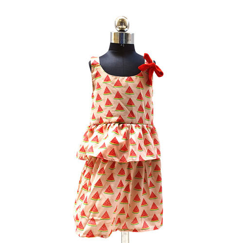 Fruity Peach Watermelon Frock Age Group: 1-6 Yrs