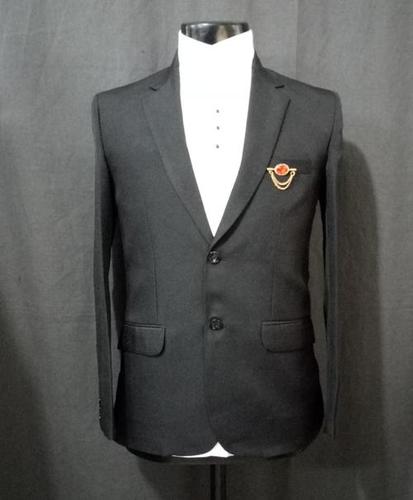 Cotton Men Black Plain Blazer