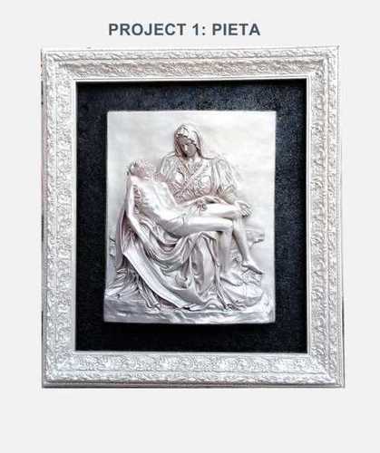 Silver & White Pieta Passion Of Christ Handicraft