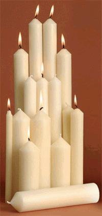 Paraffin Wax Plain White Church Candles