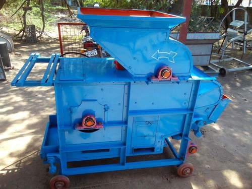 Yellow Base Wheeled Mild Steel Body Almond Crusher Machine