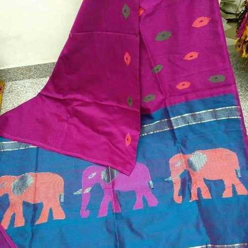 Elephant Design Cotton Silk Saree