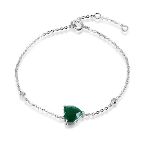 925 Sterling Silver Beautiful Fashion Jewelry Emerald Bracelet