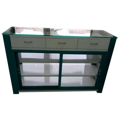 Medical Store Counter with Glass Shelf