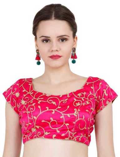 Embroidered Netzari Blouse (Pink) Bust Size: Customized Inch (In)