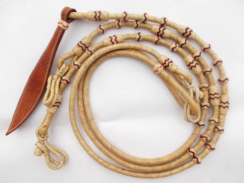 New Hand Braided Natural Rawhide Show Romel Romal Reins Horse Tack Red, Black 