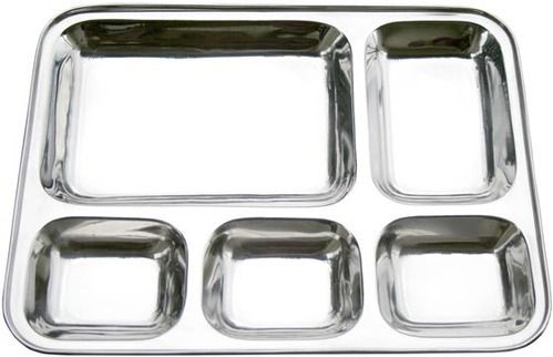 Silver Stainless Steel Square Bhojan Thali