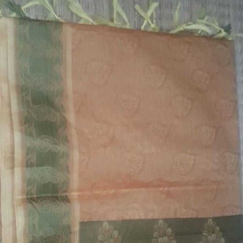 Peach Ladies Cotton Embroidered Sarees