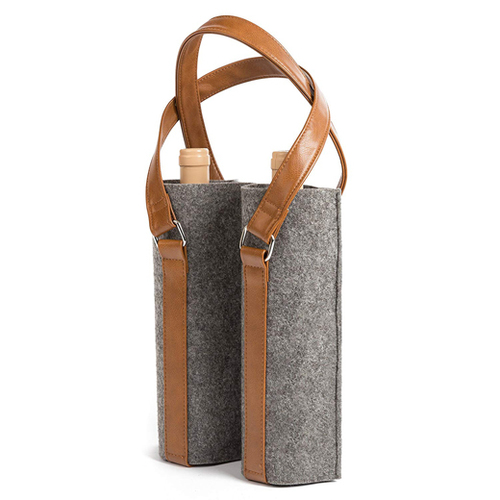 Any Color Felt And Leather Wine Bag 19-81