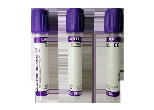 Lavender Non Vacuum Blood Collection Tubes, K3, K2 Edta