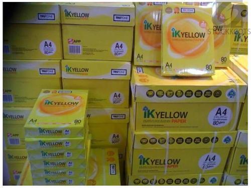 Ik Yellow A4 Copier Paper - 100% Virgin Wood Pulp, 210mm X 297mm, Natural White | High-speed Copying, Laser & Inkjet Compatible, 95% Opacity