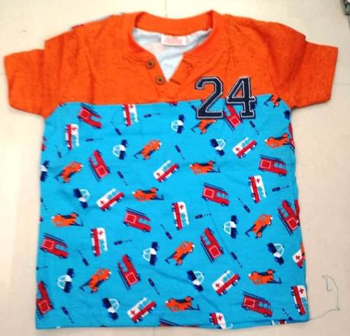Branded V-Neck T-shirt for Kids (2-8 Yrs) - Cotton Customized Sizes 4 Colors All Over Print on Both Sides Short Sleeves Boys' Design