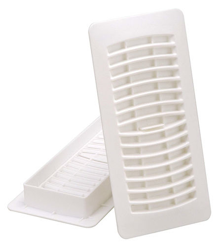 White Plastic Floor Register With Adjustable Damper