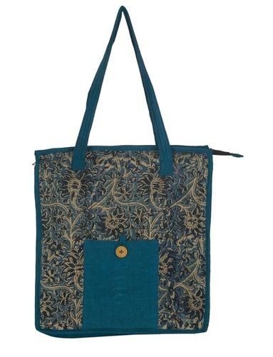 Blue Premium Class Kalamkari Tote Bag