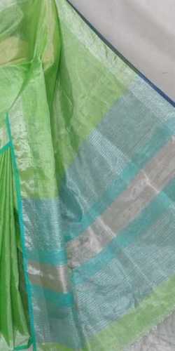 Mehandi Tissue Linen Saree With Blouse