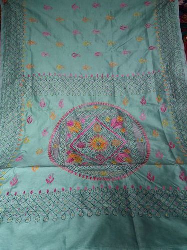 All Colors Kantha Stitch Art Silk Saree