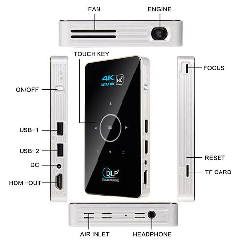 Mini Portable Dlp Projector Brightness: 60 Ansi Iso