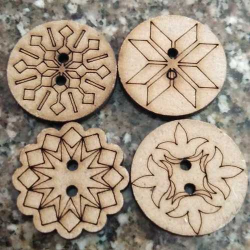 Brown Wooden Multi Designer Button