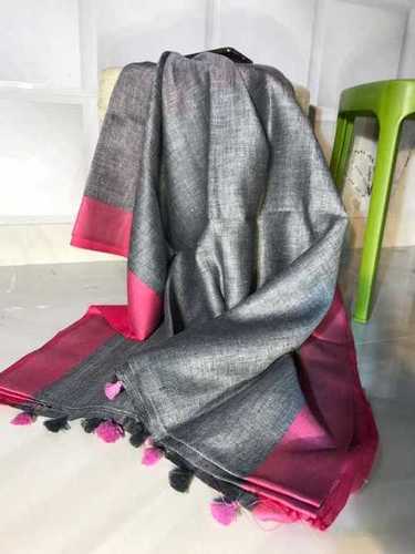 Pure Handloom Organic Linen Saree With Blouse