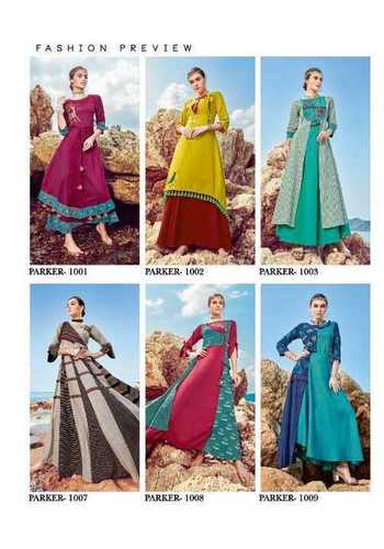 Multicolor Ladies Designer Rayon Kurtis