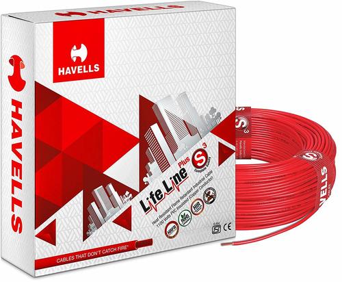 Havells Lifeline Cable Whffdna11X5 1.5 Sq Mm Wire (Red) Conductor Material: Copper