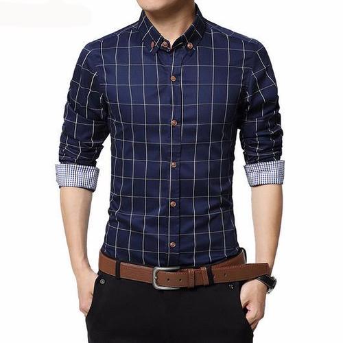 Blue Mens Casual Full Sleeves Shirt