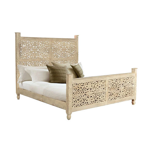 Machine Made Mango Wood Hand Carving Bed