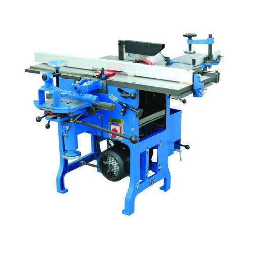 Blue Semi Automatic Wood Cutting Machine