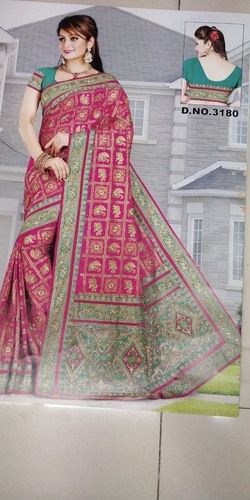 Multi Embroidery Pure Silk Saree