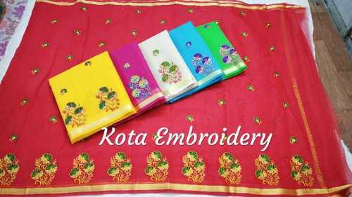 Multicolor Kota Cotton Embroidered Sarees