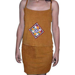 Brown Color Leather Skirt Length: 38 - 40 Inch (In)