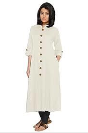 Cotton Ladies White Long Kurtis